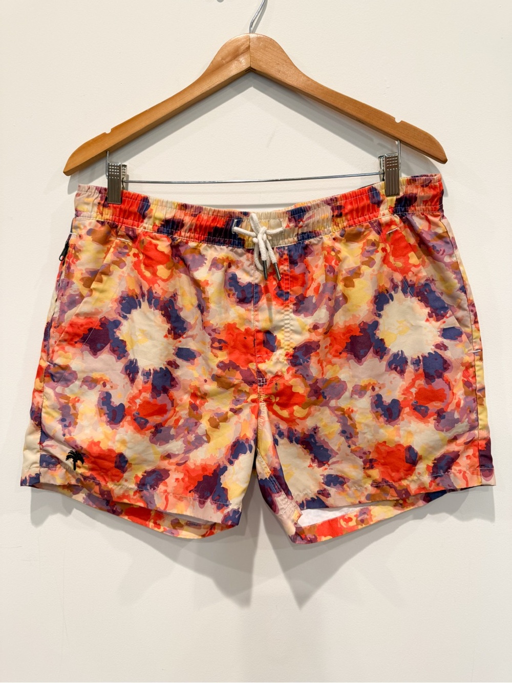 OAS Yellow Tie Swim Shorts Abstract Floral Print Men’s Size Large - Picture 4 of 9